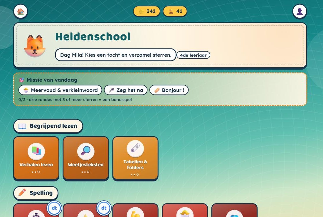 Heldenschool 2de graad: speelplein met vos Vonk