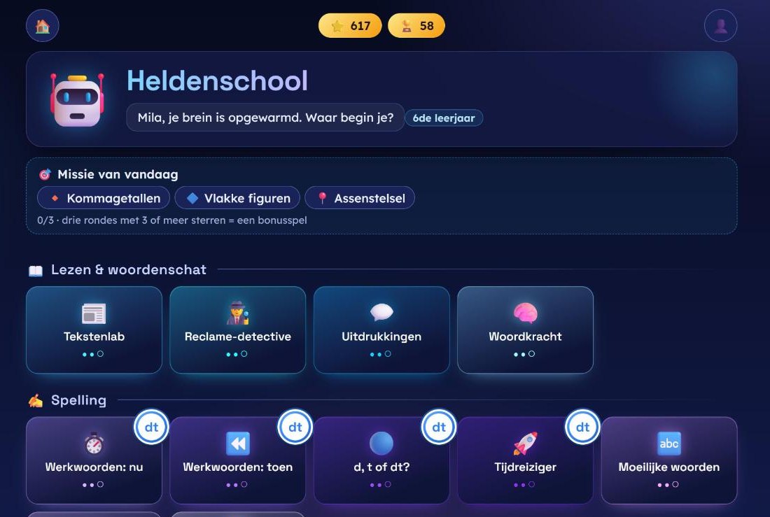Heldenschool 3de graad: speelplein in space-stijl