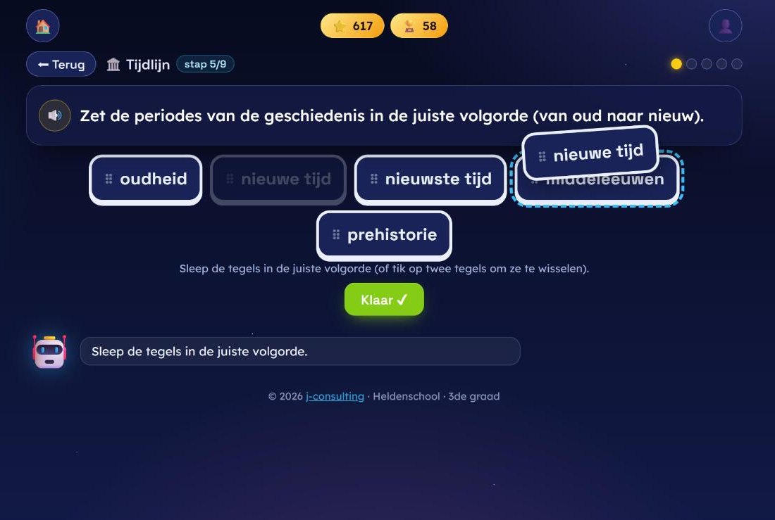 Tijdlijn: periodes slepen in de juiste volgorde