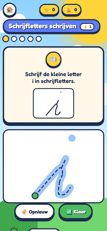 Schrijfletters naschrijven met de vinger op gsm