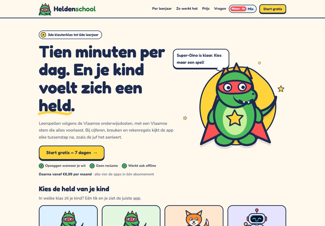 Homepage van heldenschool.be