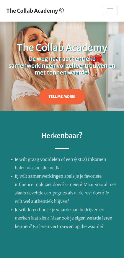 Collab Academy op mobiel